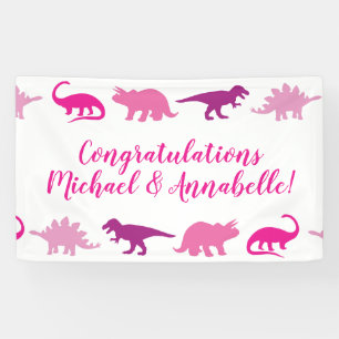 Niedliche Dinosaur Babydusche Dino Pink Girl Banner