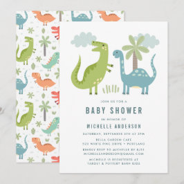 Niedliche Dinosaur Babydusche Einladung