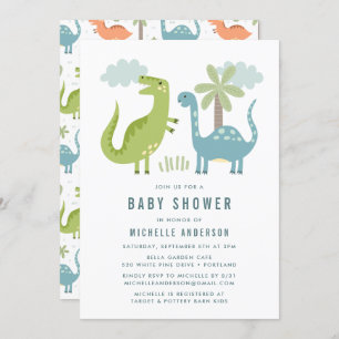 Niedliche Dinosaur Babydusche Einladung