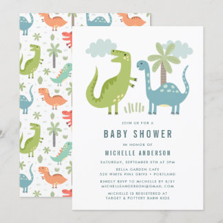 Niedliche Dinosaur Babydusche Einladung