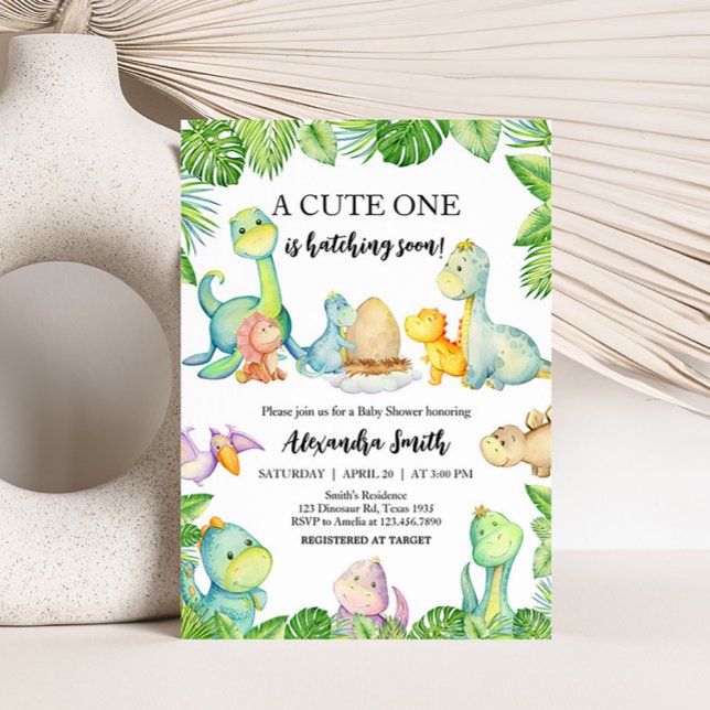 Niedliche Dinosaur Babydusche Einladung (Greenery Dinosaur Baby Shower Invitation)