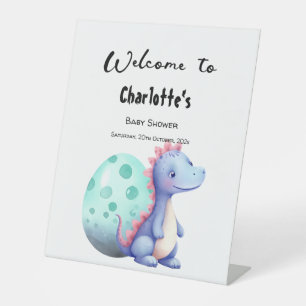 Niedliche Dinosaur Babydusche Empfang Sockelschild