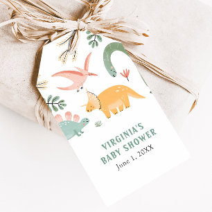 Niedliche Dinosaur Babydusche Markierung Geschenkanhänger