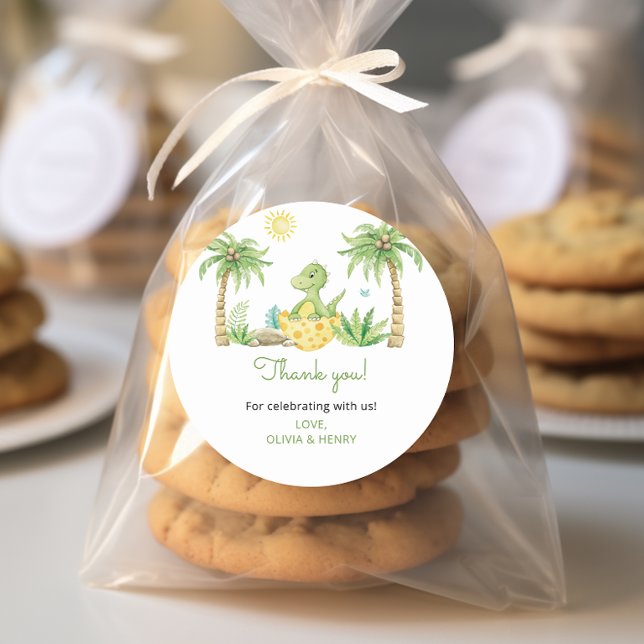 Niedliche Dinosaur Babydusche Runder Aufkleber (Von Creator hochgeladen)