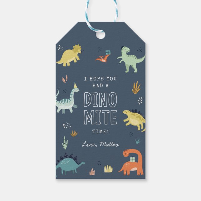 Niedliche Dinosaur Geburtstagsparty Feigwarts Tags Geschenkanhänger (Vorderseite)