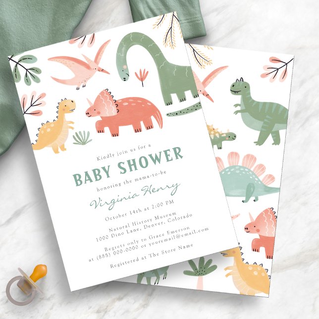 Niedliche Dinosaur Kinderdusche Einladung (Cute Dinosaur Baby Shower Invitation by Painted Paperie
)