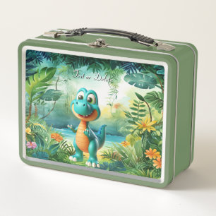 Niedliche Dinosaur-Metal-Lunch Box Metall Brotdose
