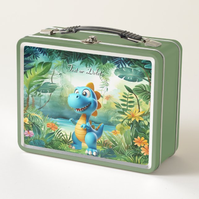Niedliche Dinosaur-Metal-Lunch Box Metall Brotdose (Vorderseite)