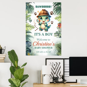 Niedliche Dinosaur Thema Kinderdusche Poster