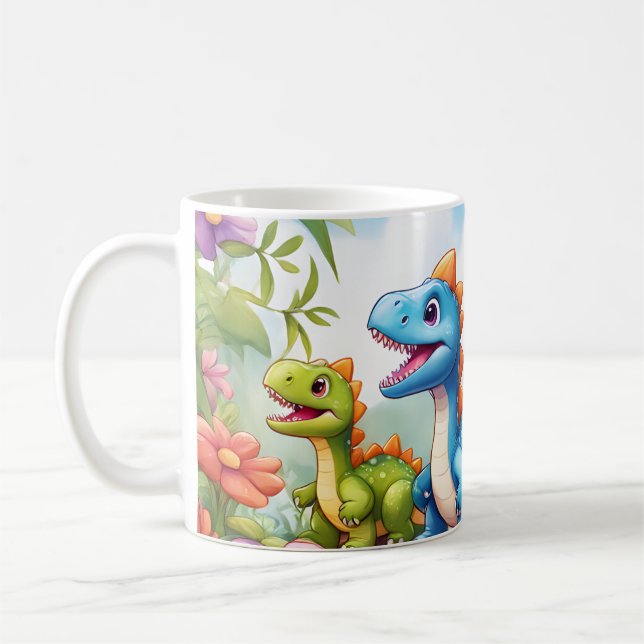 Niedliche Dinosaurier 11 oz Tasse für Kinder (Links)