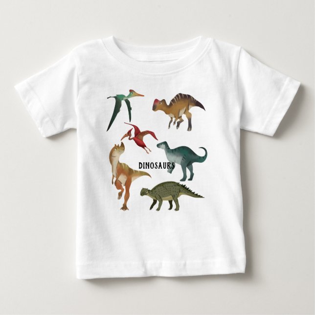Niedliche Dinosaurier Aquarell Jurassische Welt we Baby T-shirt (Vorderseite)