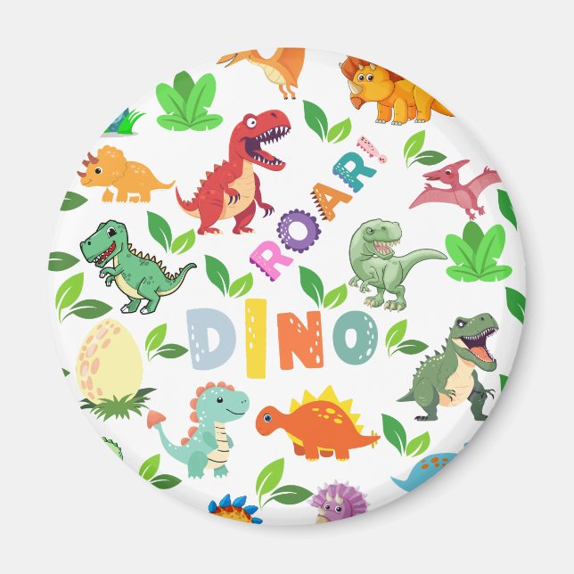 Niedliche Dinosaurier-Arten nahtlos Magnet (Vorne)
