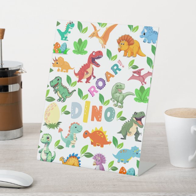 Niedliche Dinosaurier-Arten nahtlos Sockelschild (In SItu)