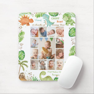 Niedliche Dinosaurier Baby Boy Foto Collage Meilen Mousepad