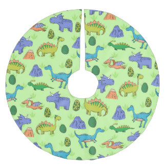 Niedliche Dinosaurier, Cartoon Style. Polyester Weihnachtsbaumdecke