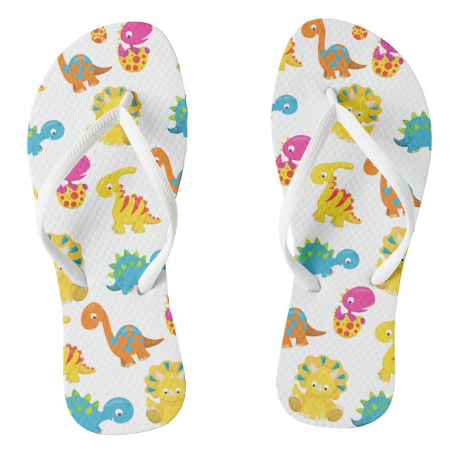 Niedliche Dinosaurier, Dinosaurier-Muster, Baby-Di Flip Flops (Fußbett)