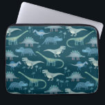 Niedliche Dinosaurier Dunkelgrünes Muster Laptopschutzhülle<br><div class="desc">Viele blauen Dinosaurier,  Tyrannosaurus rex,  Spinosaurus,  Stegosaurus,  Diplodocus und Triceratops. Ach!</div>
