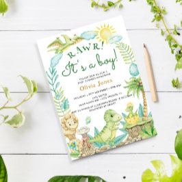 Niedliche Dinosaurier Ei Aquarell Kinderdusche Einladung