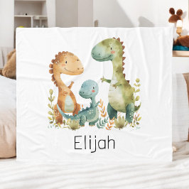 Niedliche Dinosaurier Familie Personalisierte Kind Fleecedecke