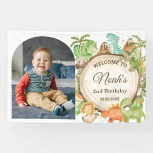 Niedliche Dinosaurier Geburtstag Begrüßung Foto Hi Banner