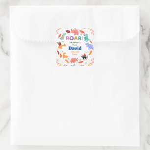 Niedliche Dinosaurier-Geburtstagsaufkleber Quadratischer Aufkleber