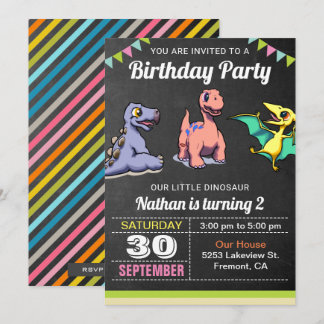 Niedliche Dinosaurier Geburtstagsparty Einladung