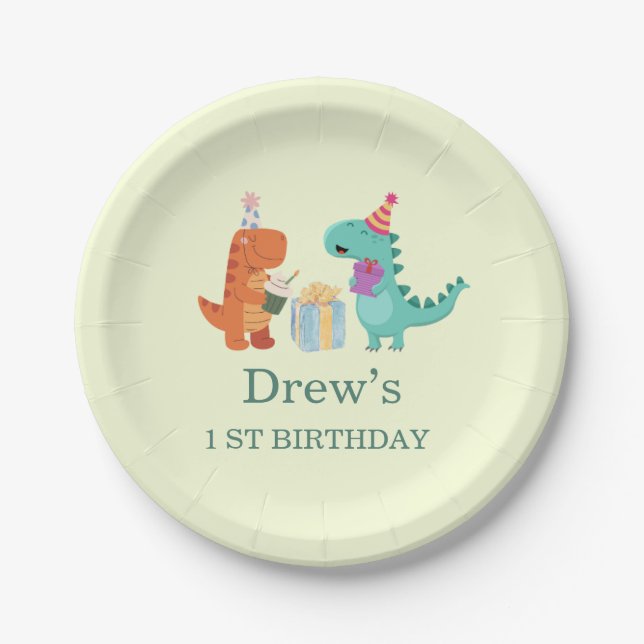 Niedliche Dinosaurier Geburtstagsparty Paper Telle Pappteller (Vorderseite)