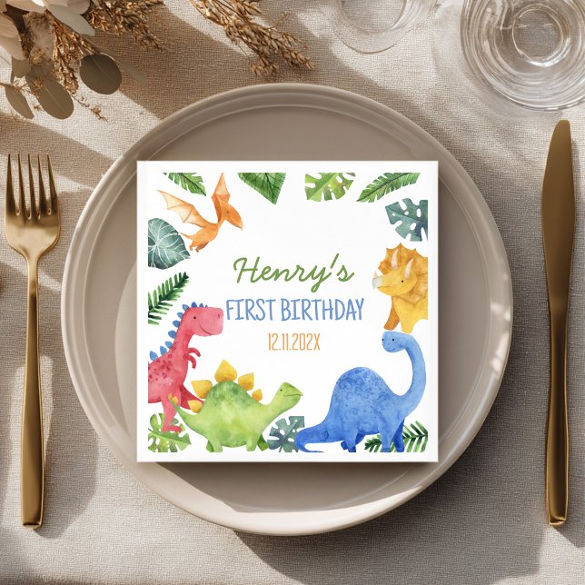 Niedliche Dinosaurier Geburtstagsparty Serviette (Von Creator hochgeladen)
