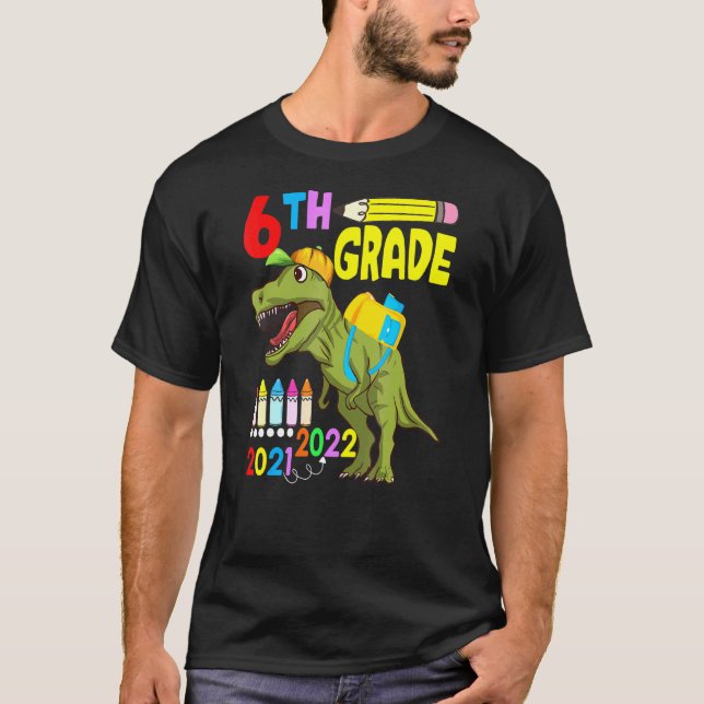 Niedliche Dinosaurier-Gesichtsmaske 6. Klasse zurü T-Shirt (Vorderseite)