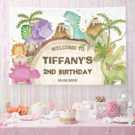 Niedliche Dinosaurier Girl Birthday Baby Dusche Hi Banner