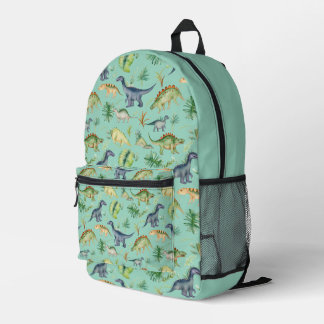 Niedliche Dinosaurier Grünes Wasserfarben Kindermu Bedruckter Rucksack