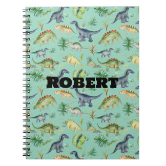Niedliche Dinosaurier Grünes Wasserfarben Kindermu Notizblock