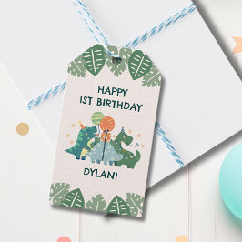 Niedliche Dinosaurier Happy Birthday Personalisier Geschenkanhänger