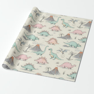 Niedliche Dinosaurier im Jurassic Land Geschenkpapier