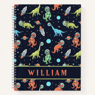 Niedliche Dinosaurier im Weltraum Fun Pattern Notizbuch
