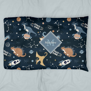 Niedliche Dinosaurier in Space Pattern Kids Kissenbezug