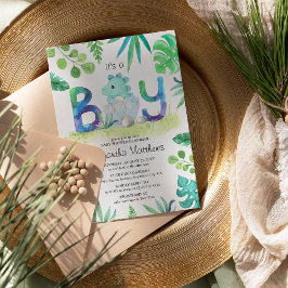 Niedliche Dinosaurier "It's a Boy" Kinderdusche Einladung