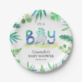 Niedliche Dinosaurier "It's a Boy" Kinderdusche Pappteller