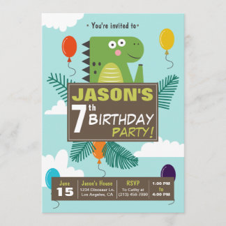 Niedliche Dinosaurier-Kindergeburtstag-Party Einla Einladung