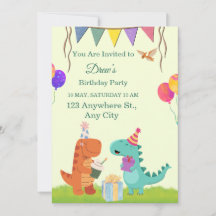 Niedliche Dinosaurier-Kindergeburtstag-Party Einla