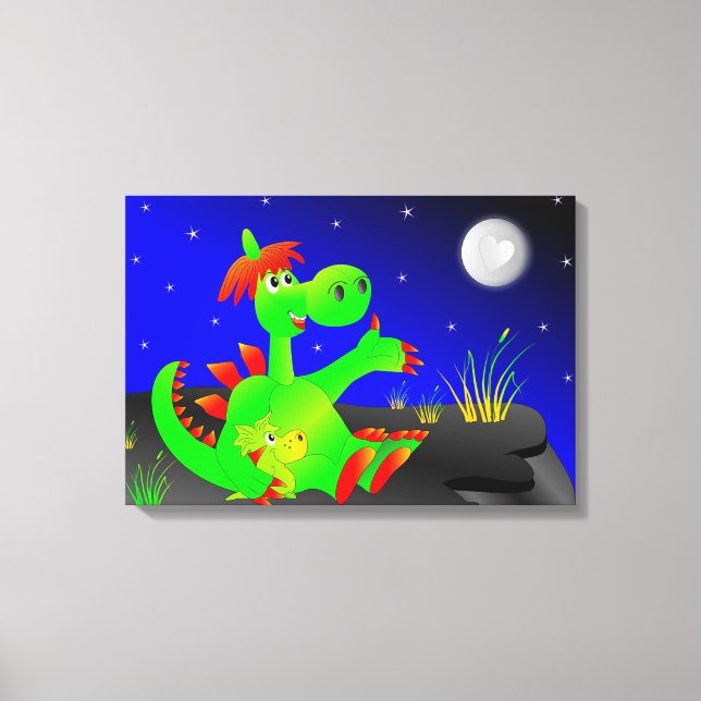Niedliche Dinosaurier Leinwanddruck (Vorderseite)