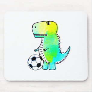 Niedliche Dinosaurier Lieben Fußball Wasserfarbe Mousepad