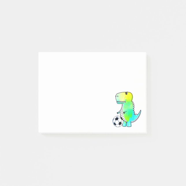 Niedliche Dinosaurier-Lieben Fußball-Wasserfarbe P Post-it Klebezettel (Vorderseite)