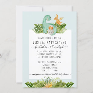Niedliche Dinosaurier Mommy Foliage Baby Virtual D Einladung