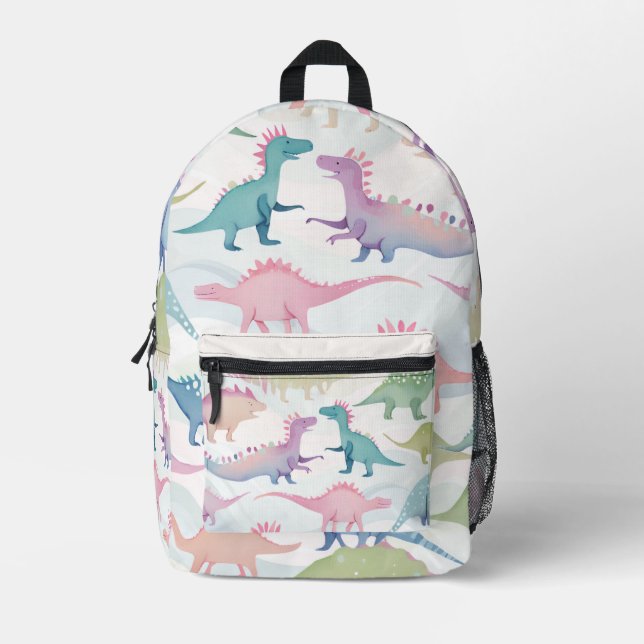 Niedliche Dinosaurier-Muster Bedruckter Rucksack (Vorderseite)