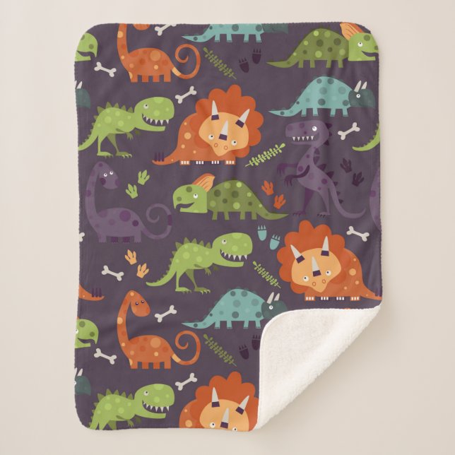 Niedliche Dinosaurier Muster Boys Room Sherpadecke (Vorderseite)