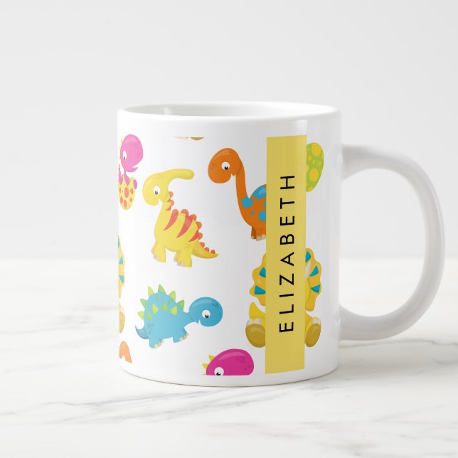 Niedliche Dinosaurier, Muster der Dinosaurier, Ihr Jumbo-Tasse (Rechts)