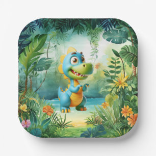 Niedliche Dinosaurier-Papierplatte Pappteller