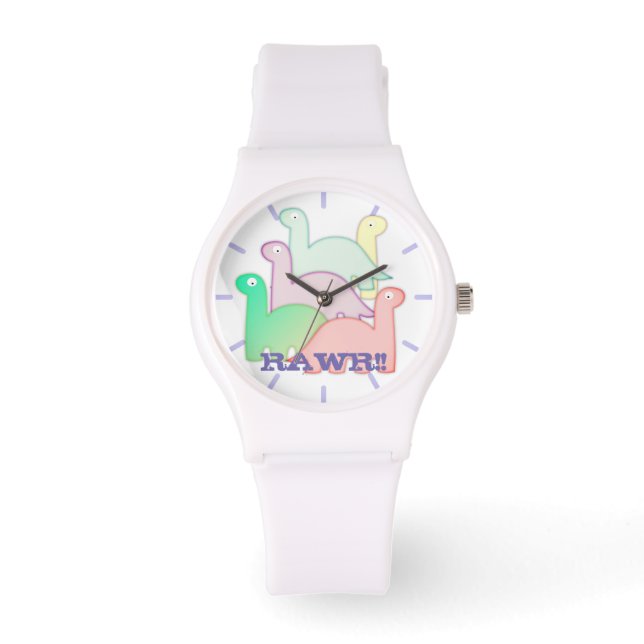 Niedliche Dinosaurier Pastel Colorful Armbanduhr (Vorderseite)