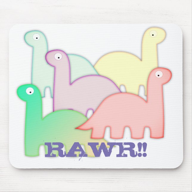 Niedliche Dinosaurier Pastel Colorful Mousepad (Vorne)